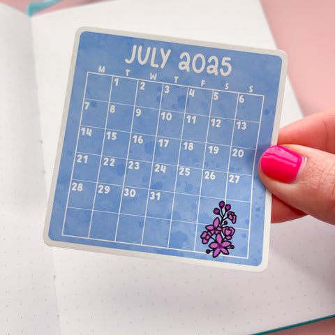 July 2025 Calendar Vinyl Die Cut Sticker