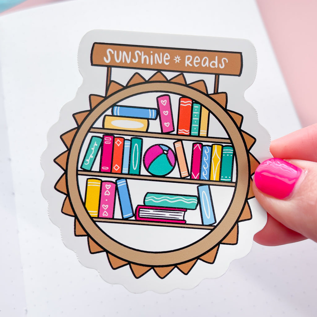 Sunny Bookshelf Vinyl Die Cut Sticker