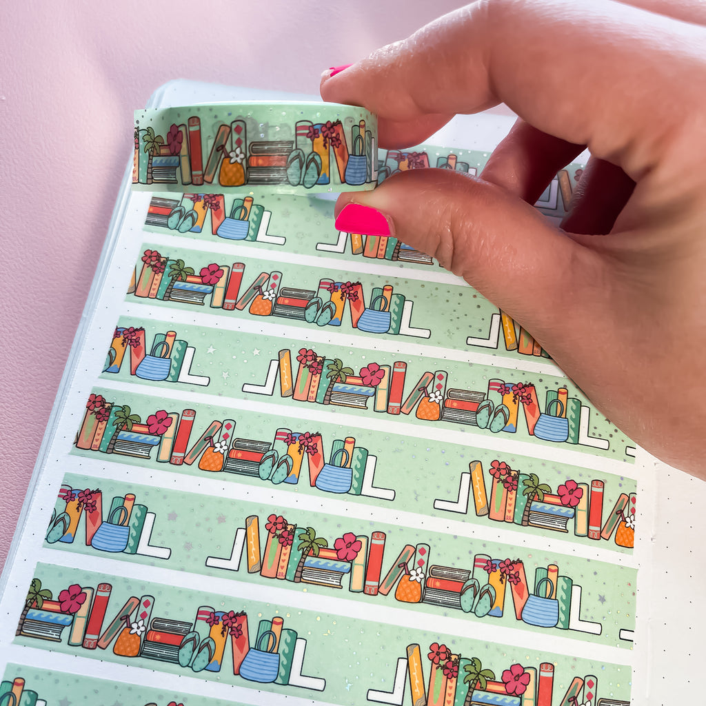 Holo Foil Beachy Bookshelf Washi Tape (15mm)