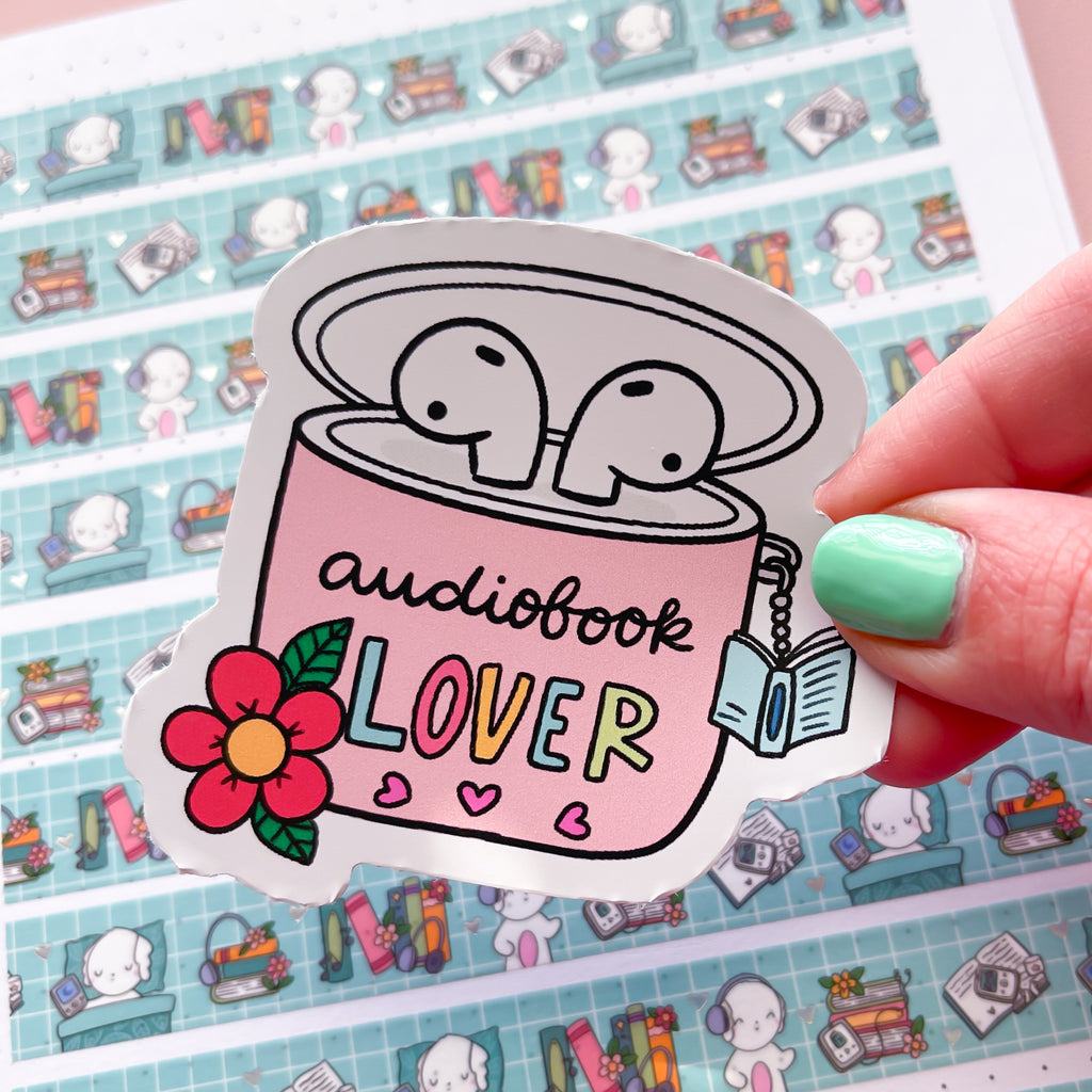 Audiobook Earbuds Vinyl Die Cut Sticker