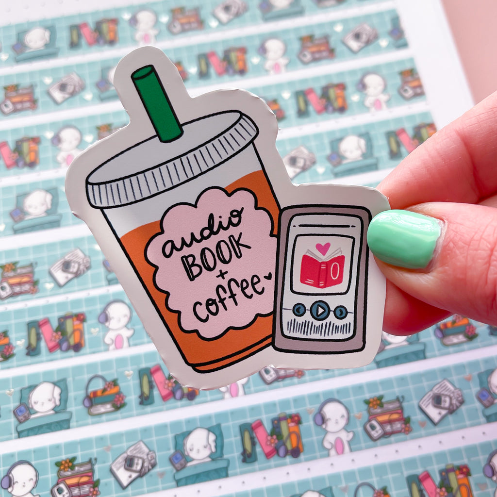 Audiobook & Coffee Vinyl Die Cut Sticker
