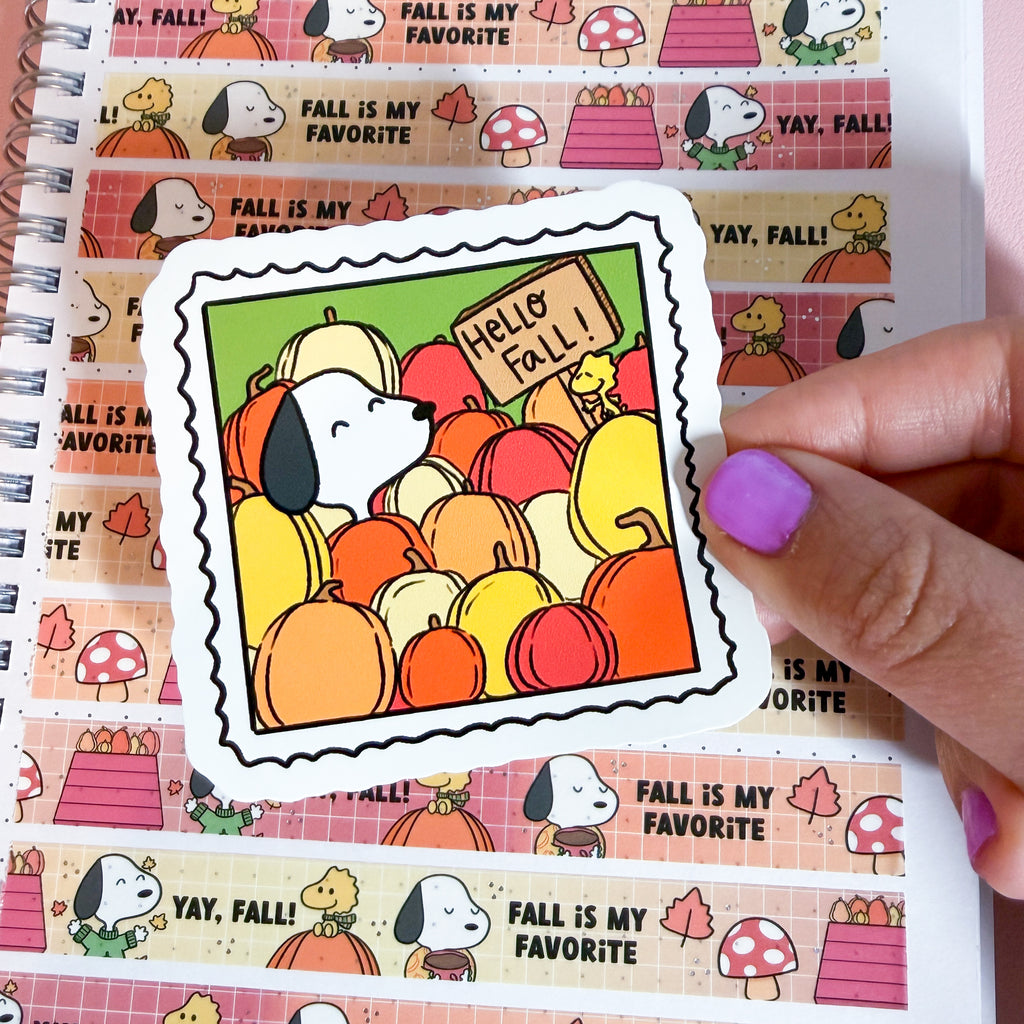 Fall Peanut Stamp Vinyl Die Cut Sticker