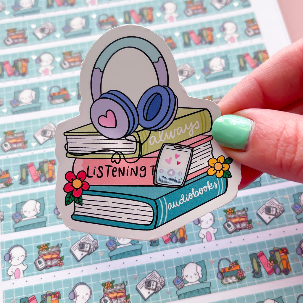 Audio Book Stack Vinyl Die Cut Sticker