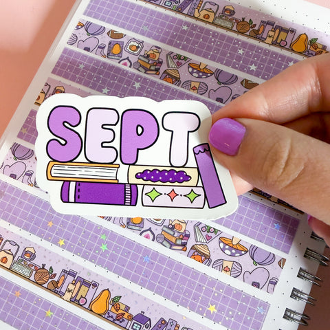 Sept (abbr) Bookish Word Vinyl Die Cut Sticker