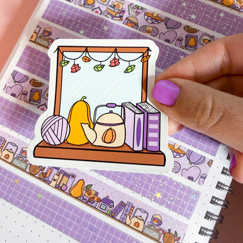 Lavender Fall Window Vinyl Die Cut Sticker