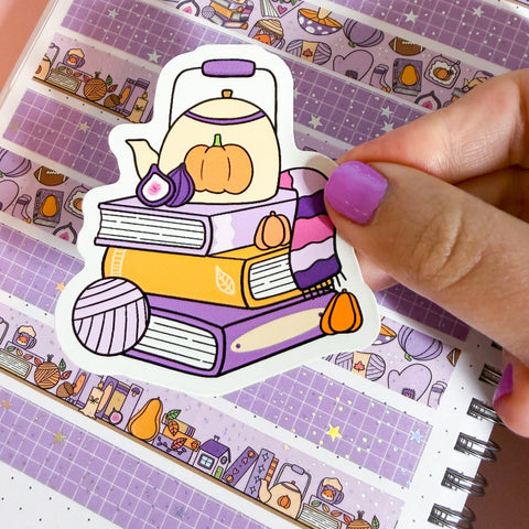 September 2026 Book Stack Vinyl Die Cut Sticker