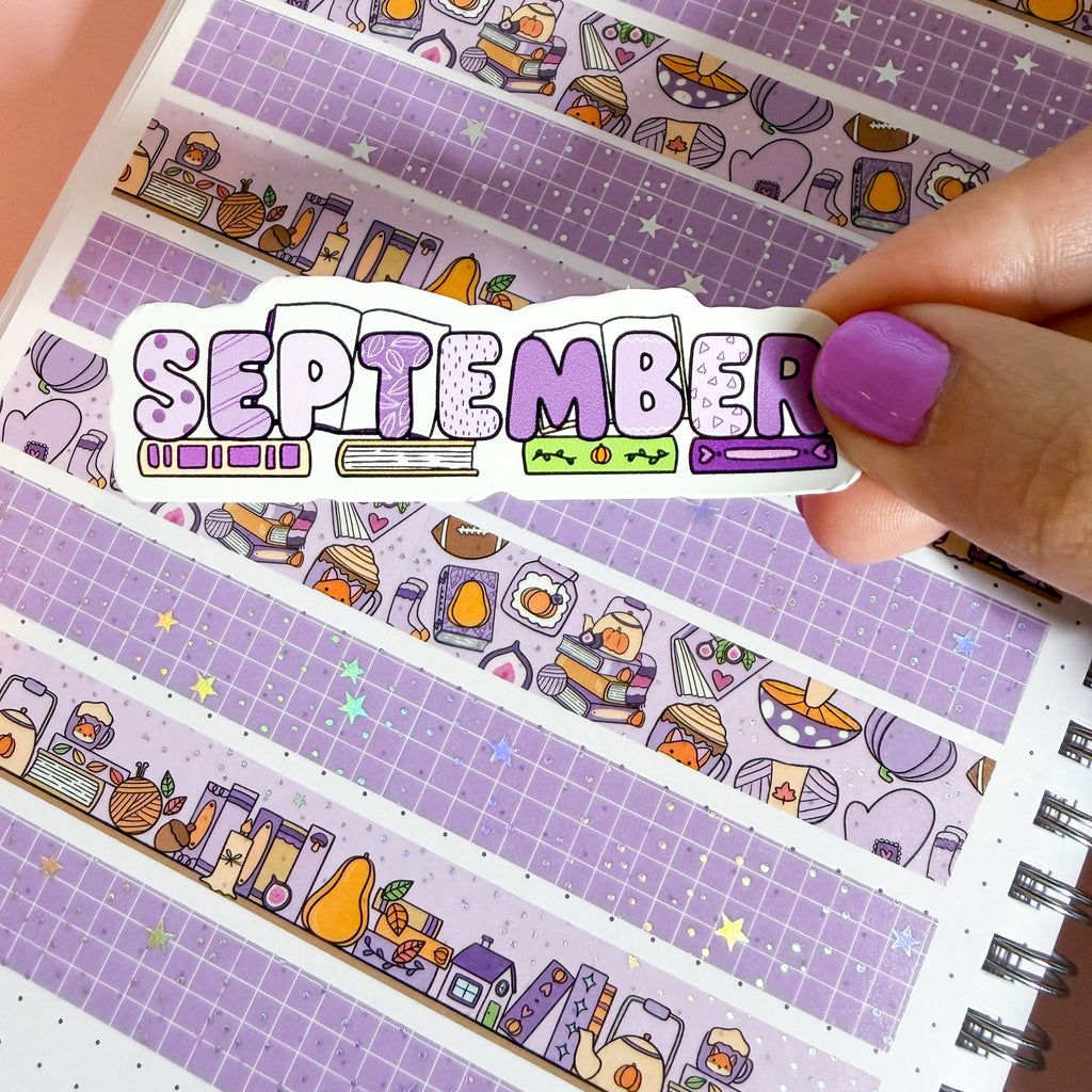 September Bookish Word Vinyl Die Cut Sticker