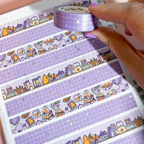 Holo Foil Lavender Grid Washi Tape (15mm)