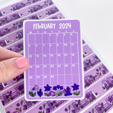 February 2024 Calendar Vinyl Die Cut Sticker