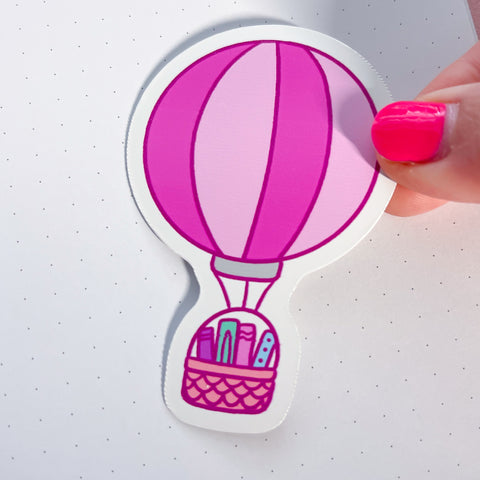 Hot Air Balloon Bookish Vinyl Die Cut Sticker