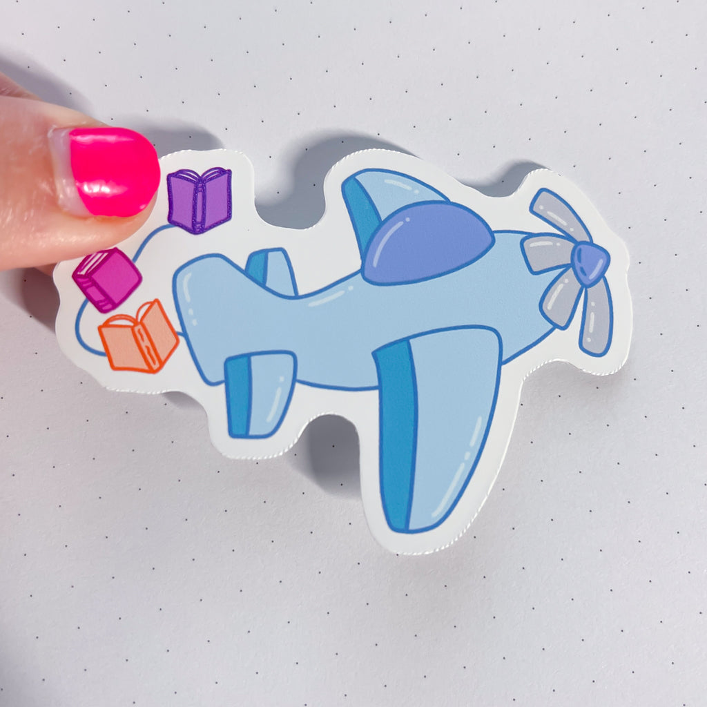 Airplane Bookish Vinyl Die Cut Sticker