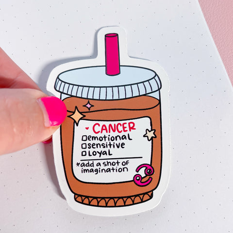 Cancer Coffee Order Vinyl Die Cut Sticker