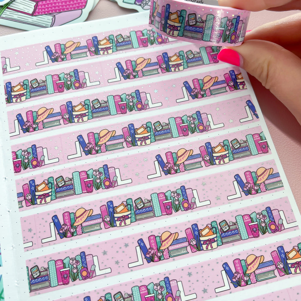 Holo Foil Girl Summer Bookshelf Washi Tape (15mm)