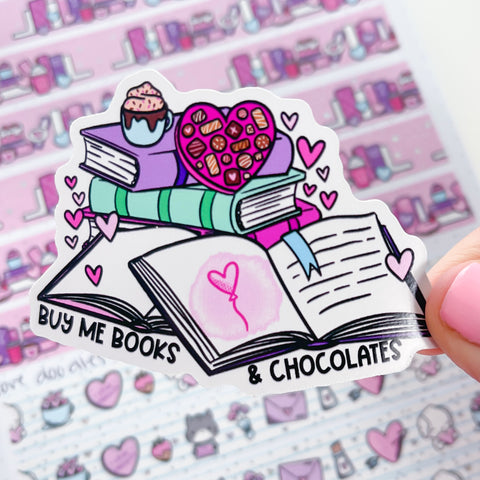 Buy Me Books & Chocolates Vinyl Die Cut Sticker