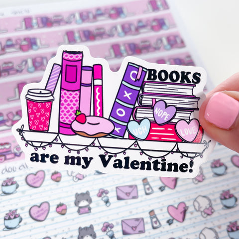 Books Are My Valentine Vinyl Die Cut Sticker