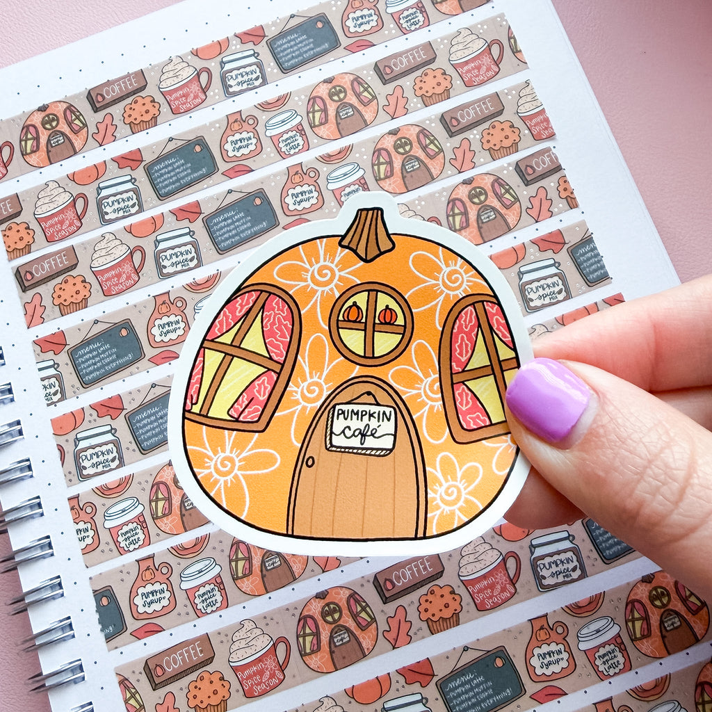 Pumpkin Cafe Vinyl Die Cut Sticker