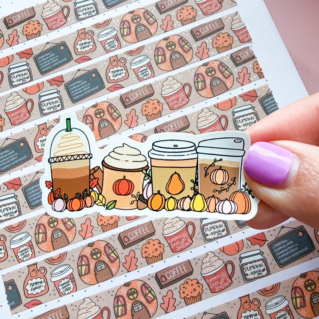 Pumpkin Drinks Vinyl Die Cut Sticker
