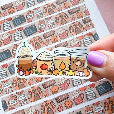 Pumpkin Drinks Vinyl Die Cut Sticker