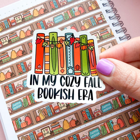 Cozy Fall Bookish Era Vinyl Die Cut Sticker
