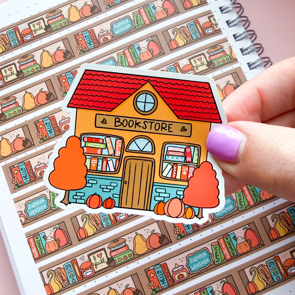 Fall Bookstore Vinyl Die Cut Sticker