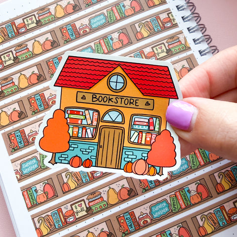 Fall Bookstore Vinyl Die Cut Sticker