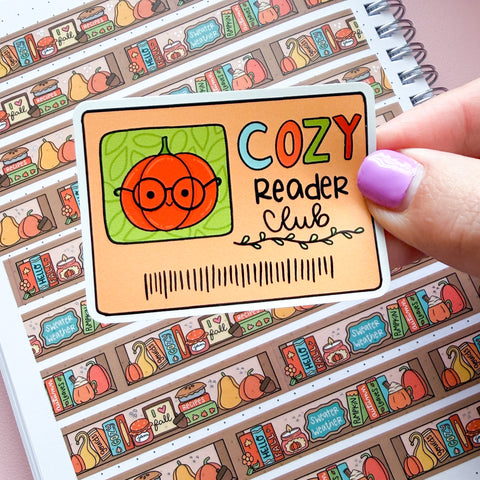 Cozy Reading Club Card Vinyl Die Cut Sticker