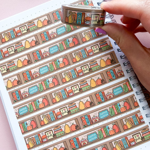 Holo Foil Fall Bookcase Washi Tape (15mm)