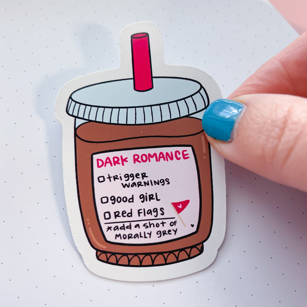 Dark Romance Iced Coffee Vinyl Die Cut Sticker