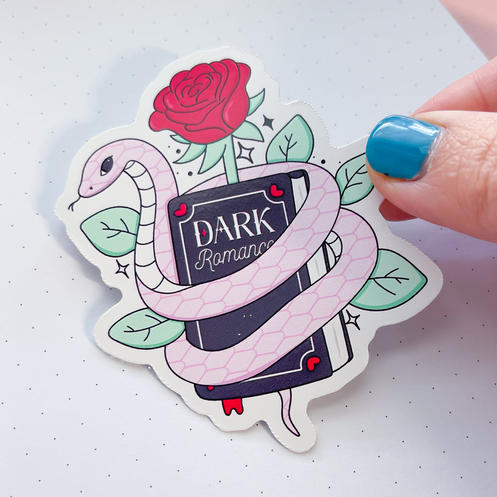 Snake + Rose Dark Rom Book Vinyl Die Cut Sticker