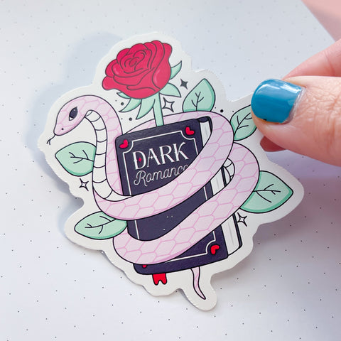 Snake + Rose Dark Rom Book Vinyl Die Cut Sticker