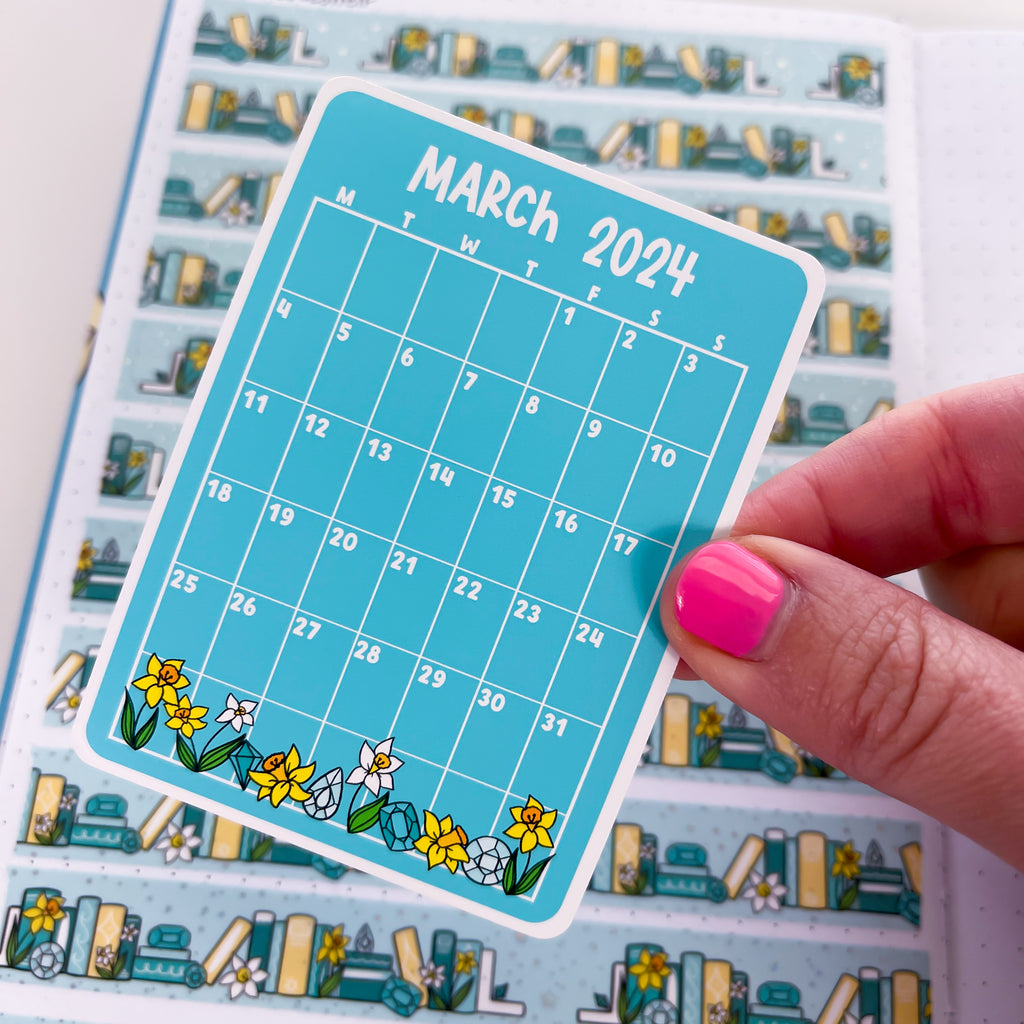 March 2024 Calendar Vinyl Die Cut Sticker Sweet Bean Plans