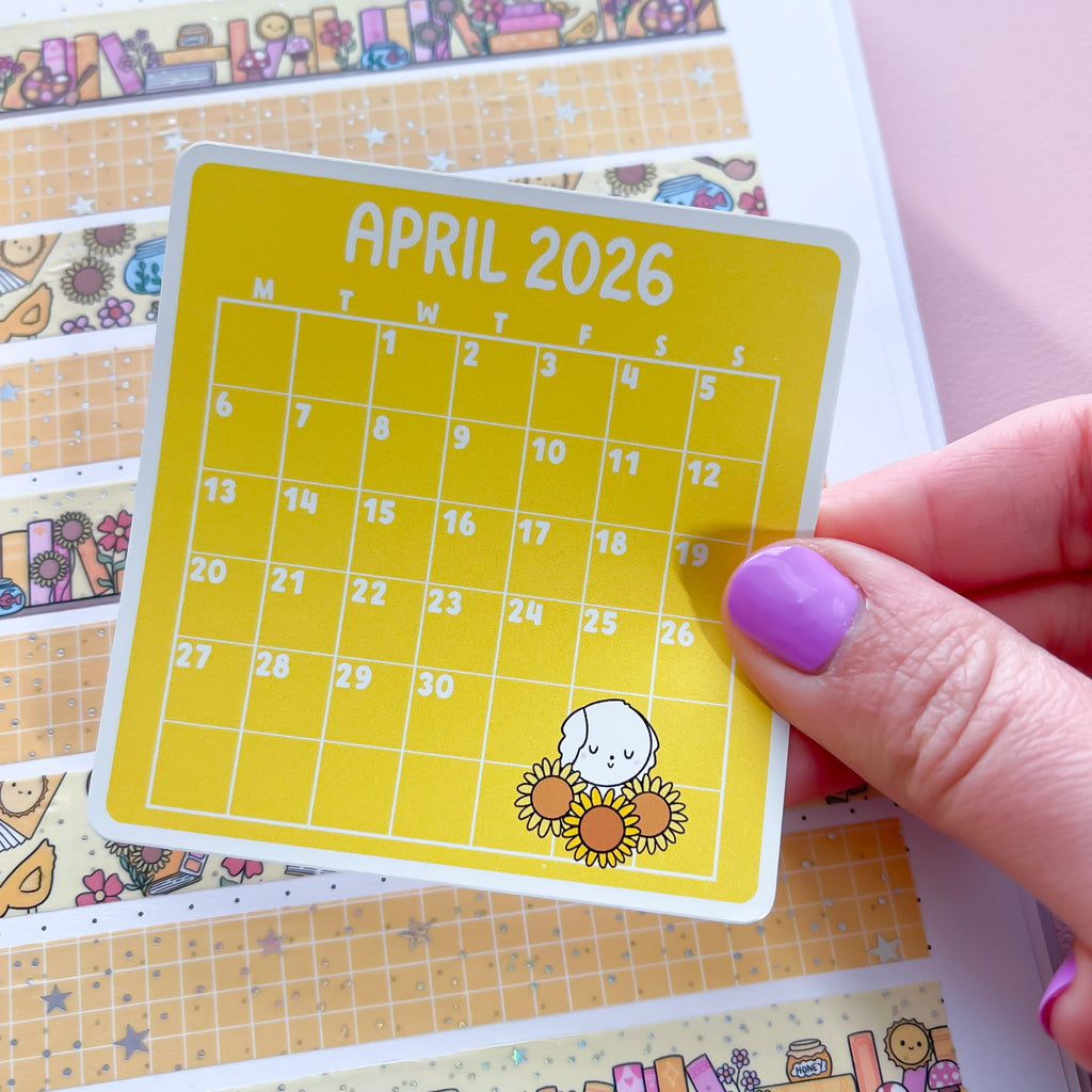 April 2026 Calendar Vinyl Die Cut Sticker