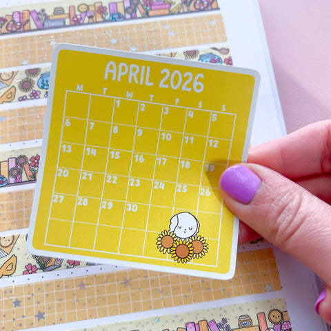 April 2026 Calendar Vinyl Die Cut Sticker