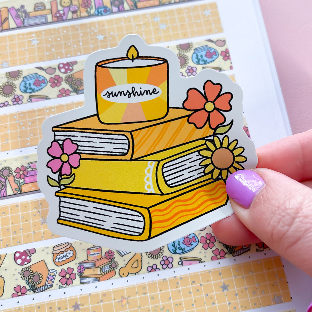 April 2026 Book Stack Vinyl Die Cut Sticker