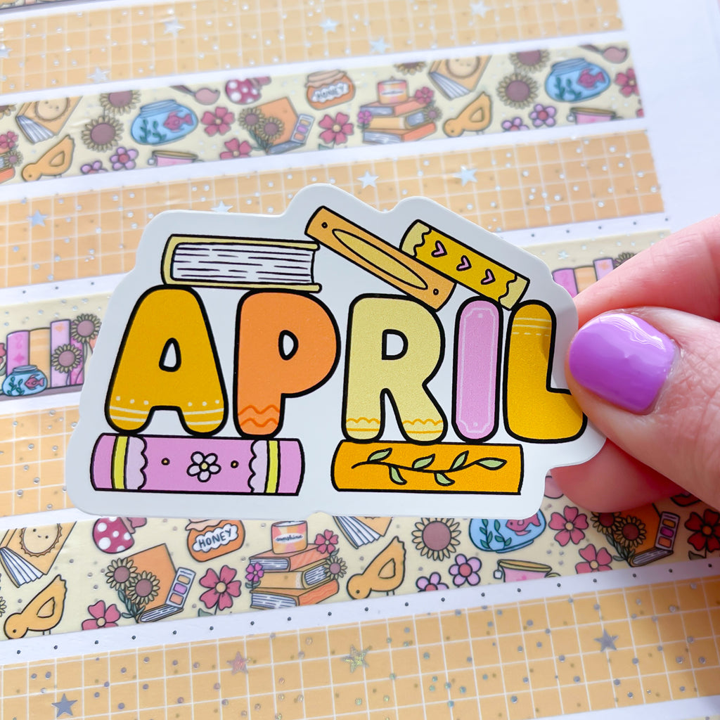 April Bookish Word Vinyl Die Cut Sticker