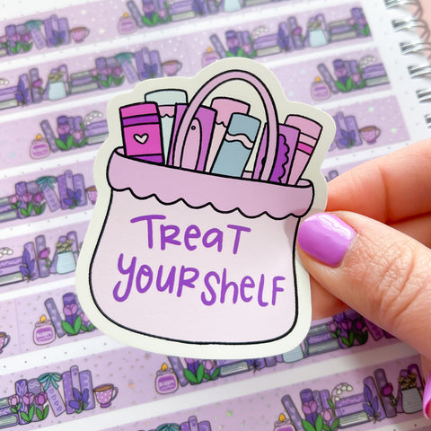 Treat Yourshelf Book Bag Vinyl Die Cut Sticker
