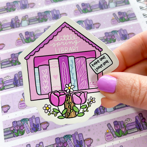 Spring Little Library Vinyl Die Cut Sticker