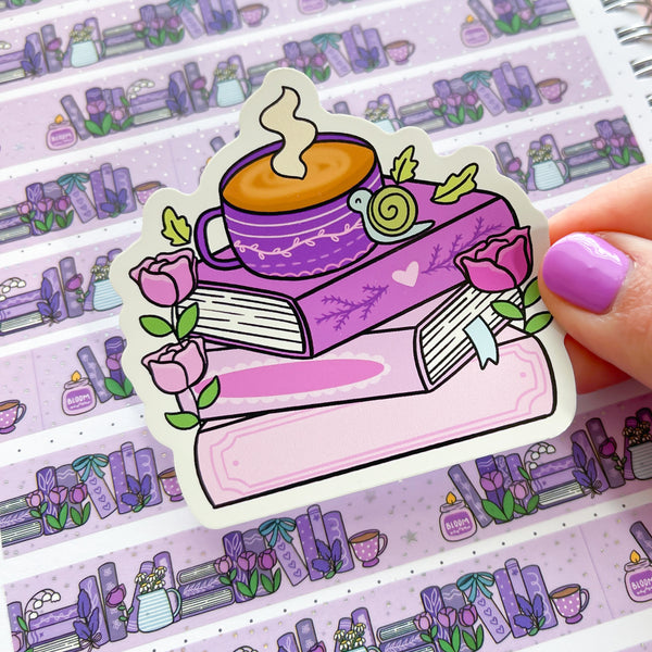 Book & Bloom Stack Vinyl Die Cut Sticker – Sweet Bean Plans