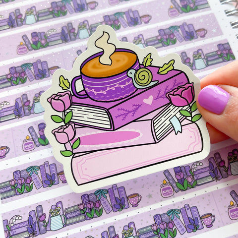 Book & Bloom Stack Vinyl Die Cut Sticker