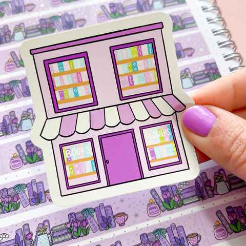 Spring Book & Floral Shop Vinyl Die Cut Sticker