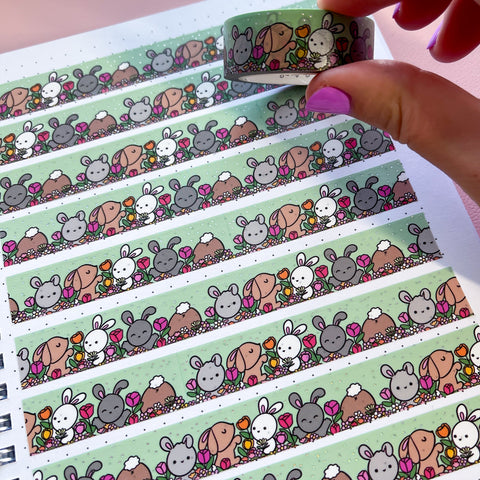 Holo Foil Spring Bunnies Washi Tape
