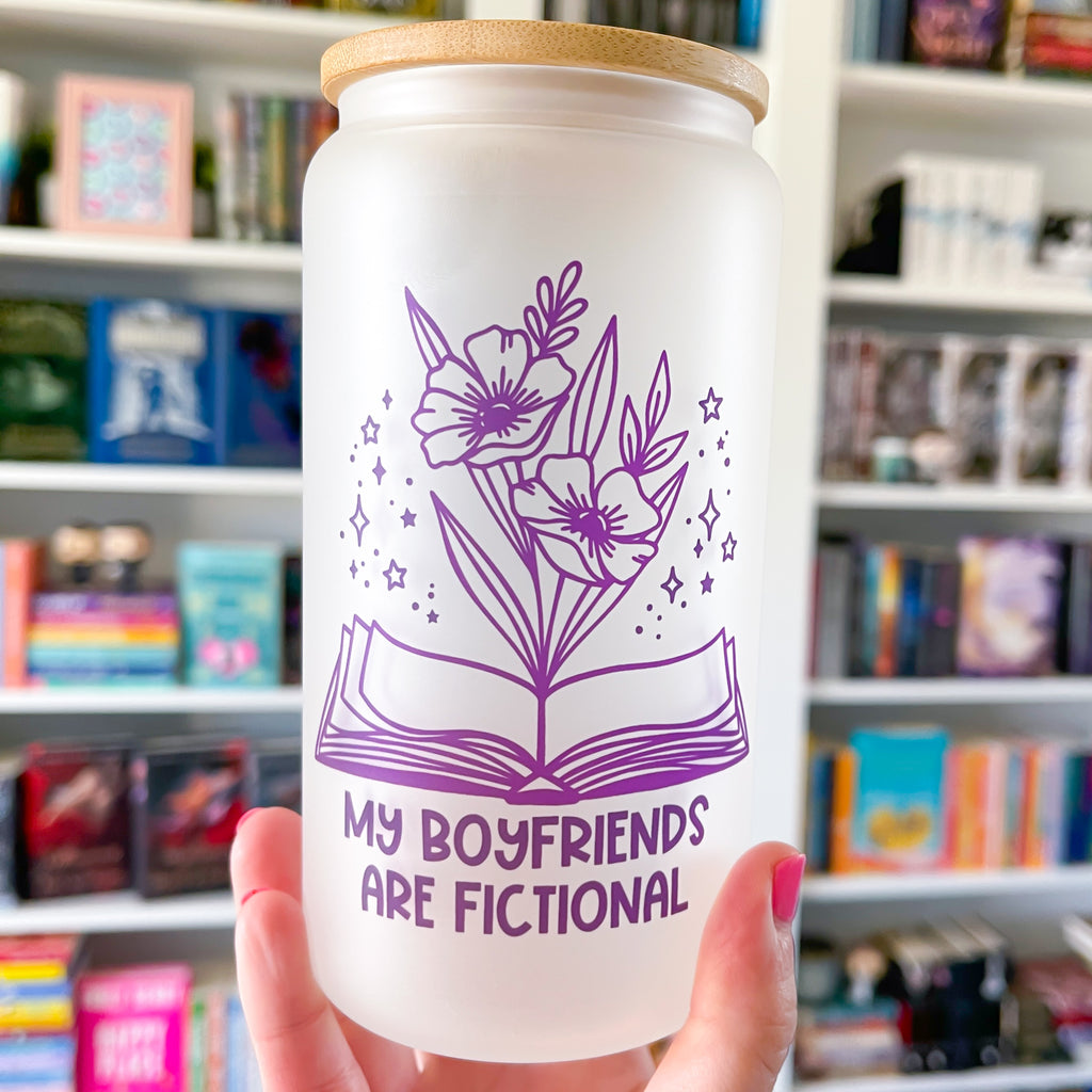 Fictional Boyfriends Bookish Frosted Can Glass
