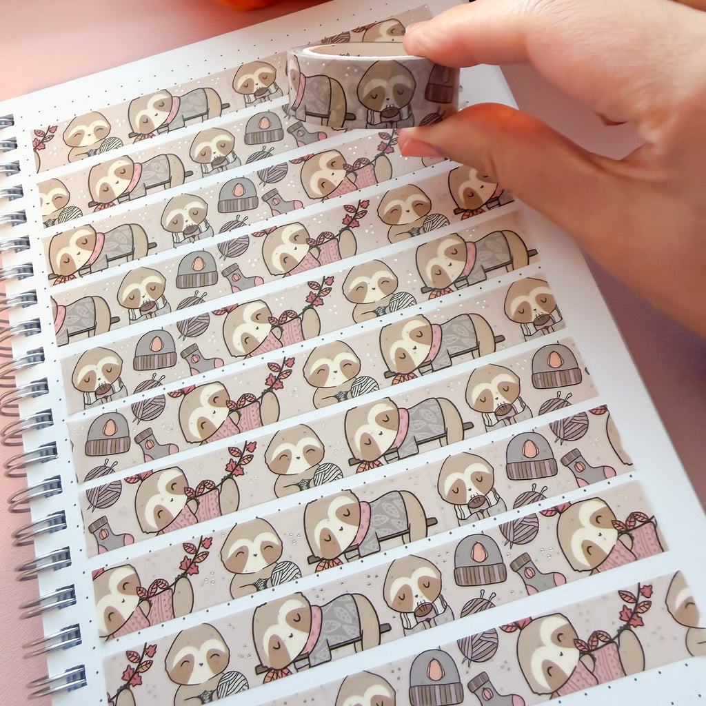 Holo Foil Cozy Sloth Washi Tape (15mm)