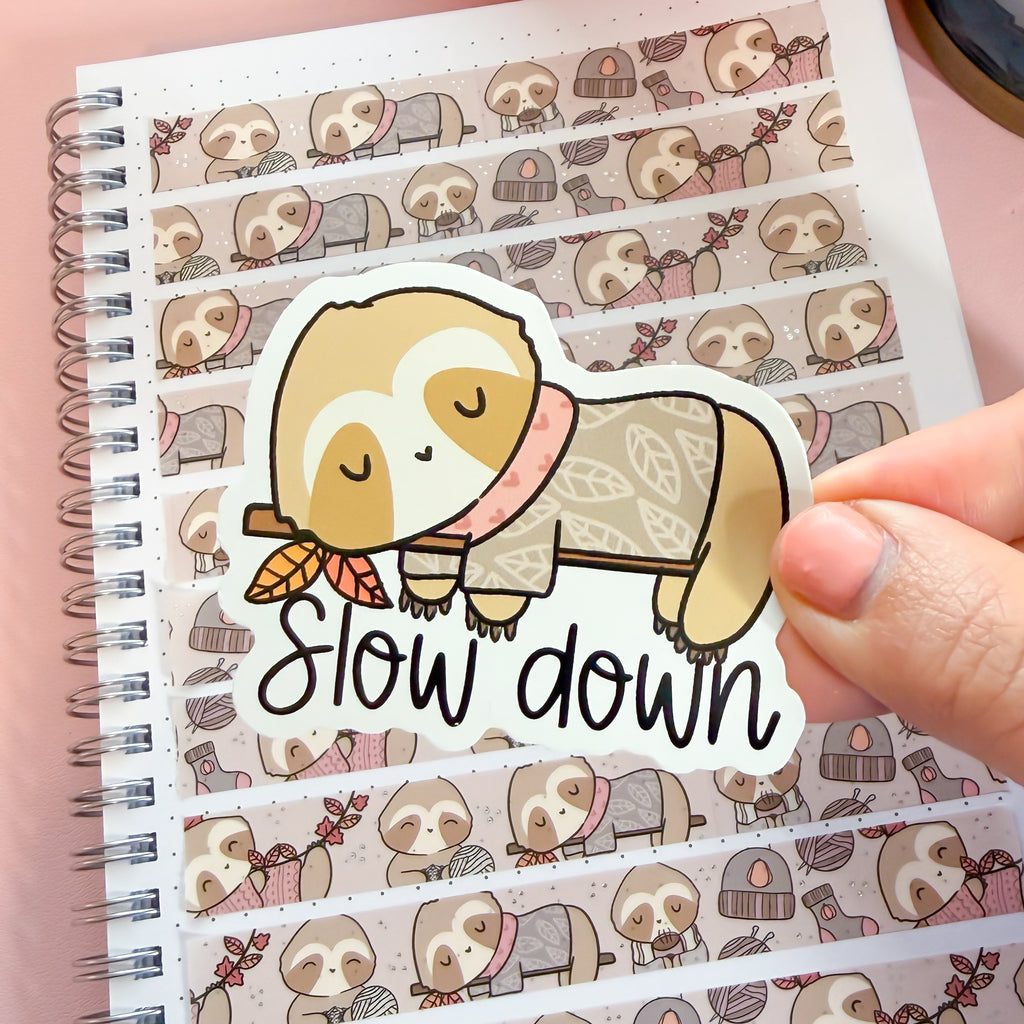 Slow Down Sloth Vinyl Die Cut Sticker