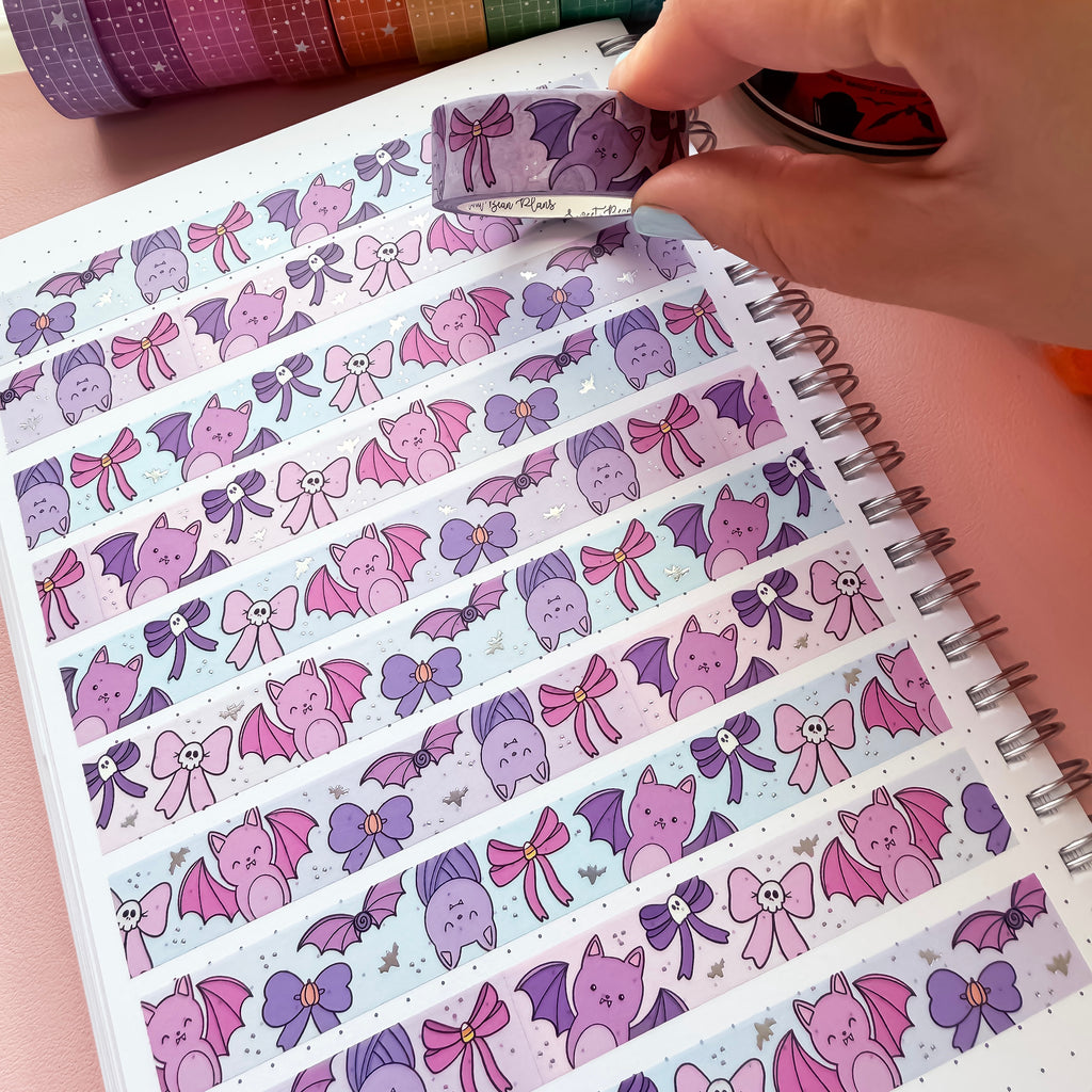 Holo Foil Bats & Bows Washi Tape (15mm)
