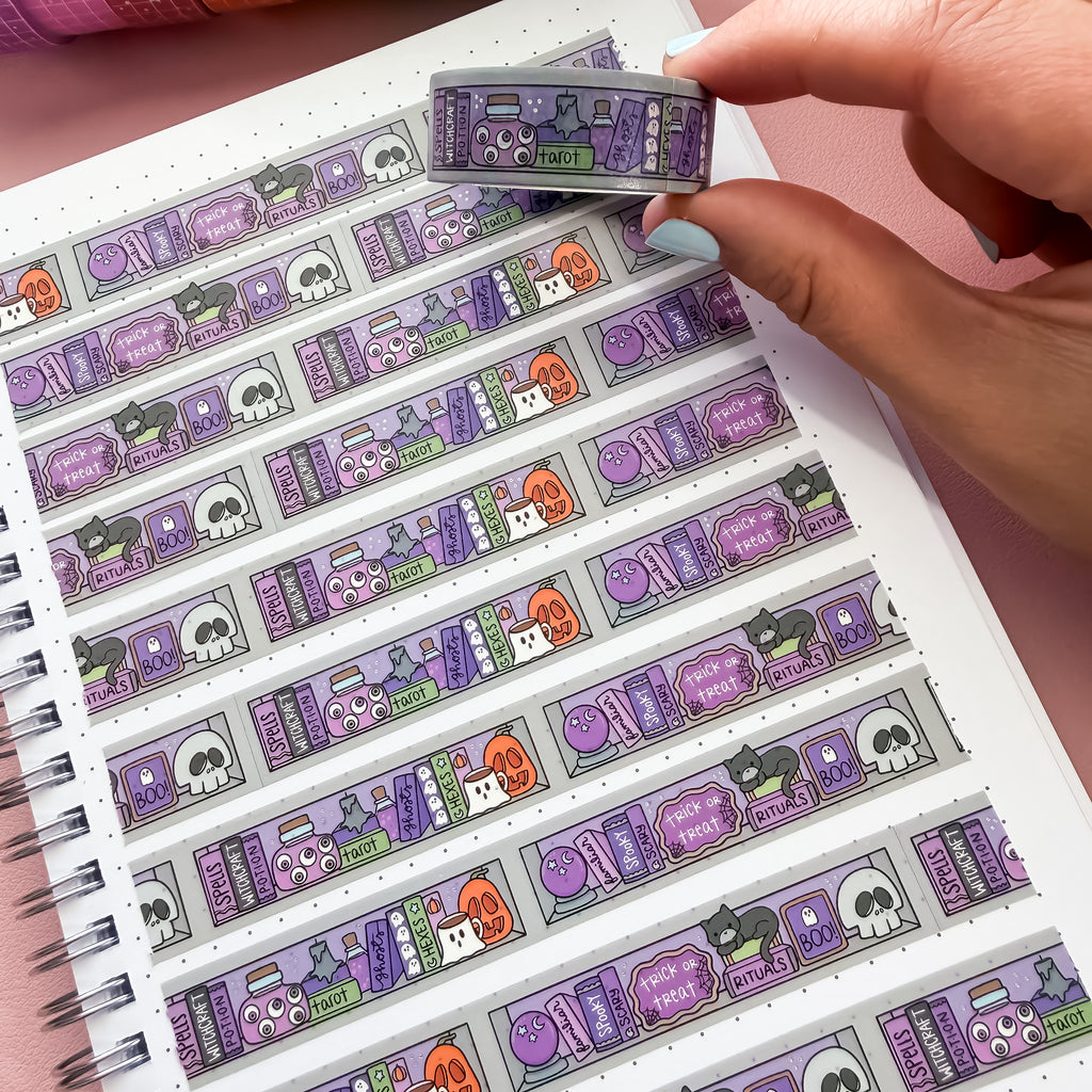 Holo Foil Halloween Bookcase Washi Tape (15mm)