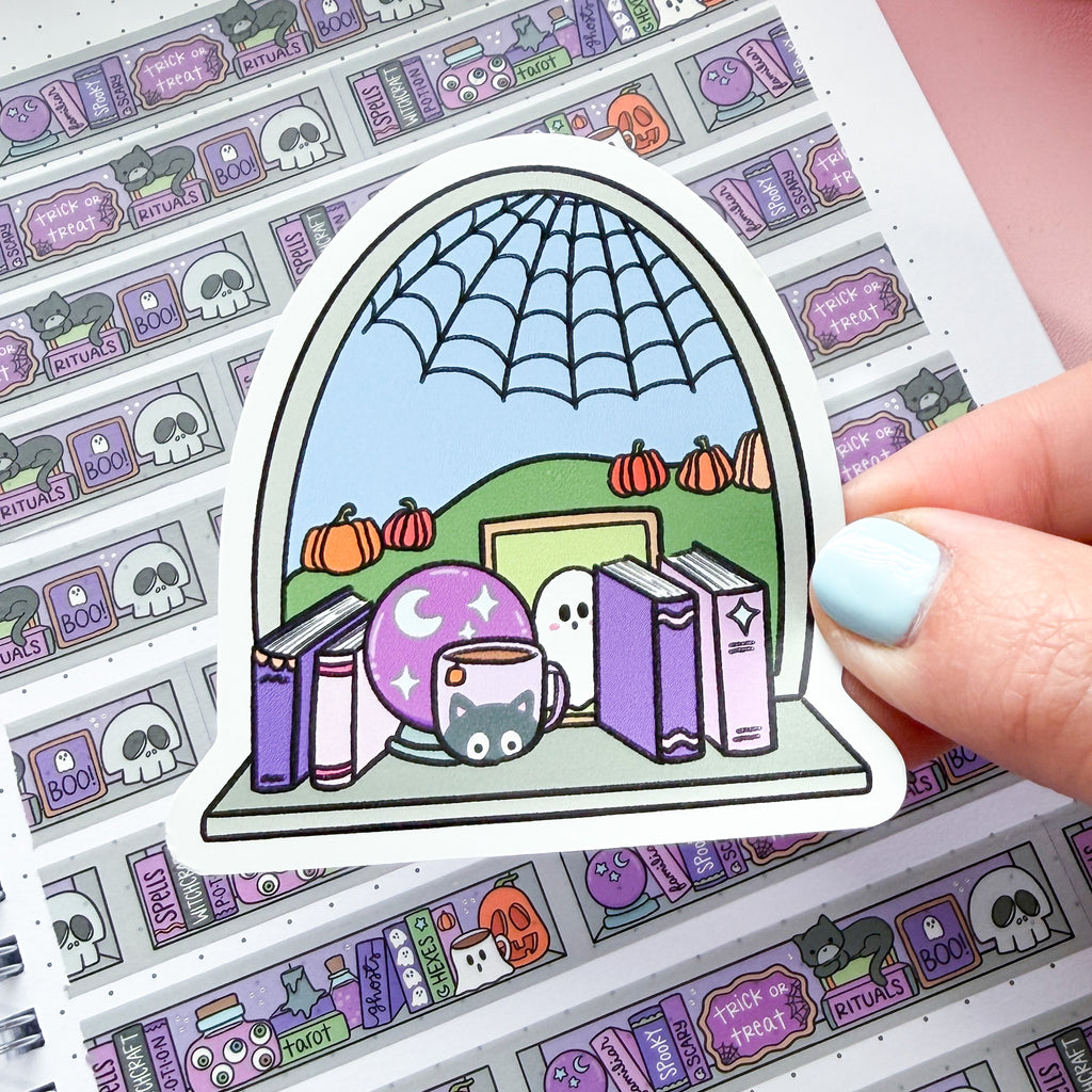 Halloween Bookish Window Vinyl Die Cut Sticker