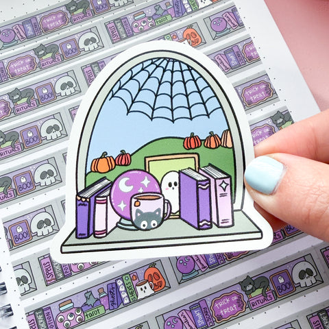 Halloween Bookish Window Vinyl Die Cut Sticker