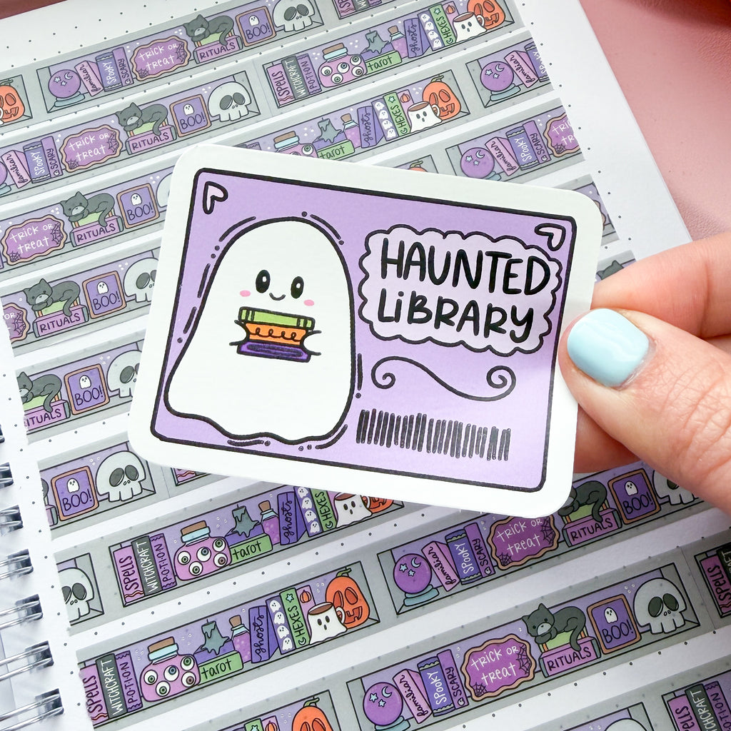 Haunted Library Card Vinyl Die Cut Sticker