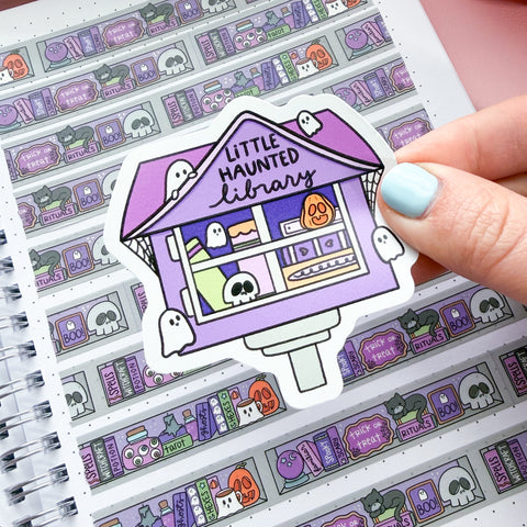 Little Haunted Library Vinyl Die Cut Sticker